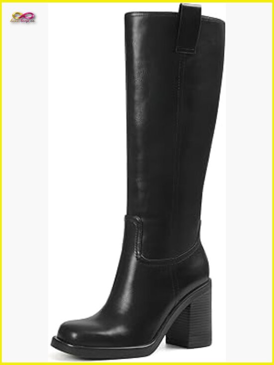 Shoes - Platform Knee High Boots Chunky Heel Square Toe Fall Festival Concert Boots